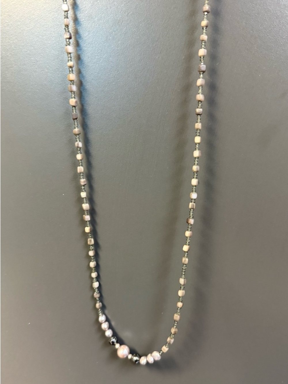 Silpada 925 Sterling Silver Hematite Glass Gray Pearls 34” Necklace